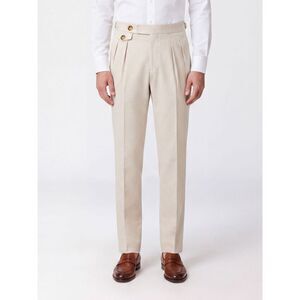 Brunello Cucinelli Men Pleated Slim Fit Cotton Chino Trousers Brunello Cucinelli